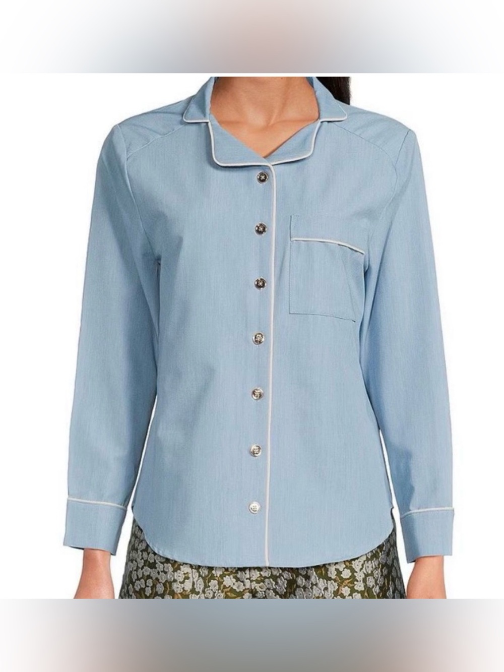 BURU Denim Mel PJ Chambray Blue Button-Up Shirt